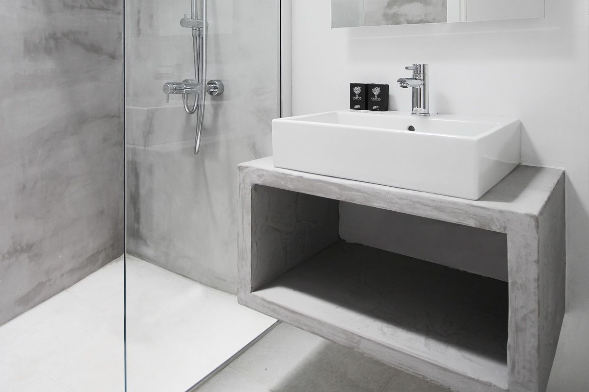 Modern bathroom with walk-in shower